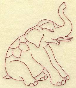 Picture of Elephant Redwork Machine Embroidery Design