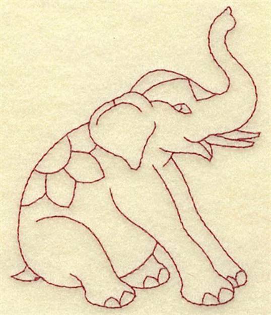Picture of Elephant Redwork Machine Embroidery Design