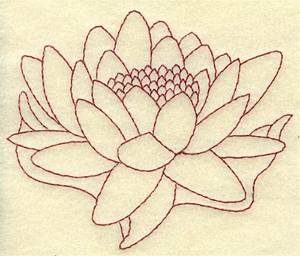 Picture of Water Lily Redwork Machine Embroidery Design