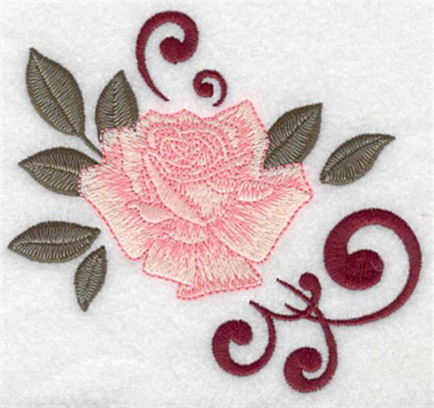 Picture of Rose With Swirls Machine Embroidery Design