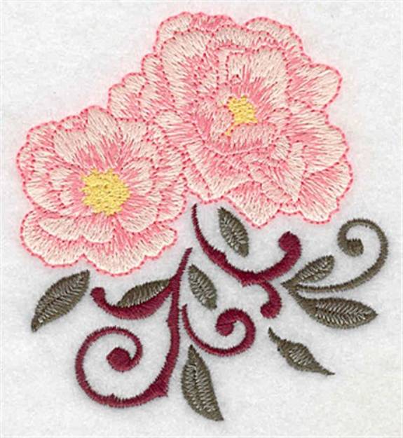 Picture of Two Roses Machine Embroidery Design
