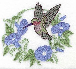 Picture of Bird & Morning Glories Machine Embroidery Design