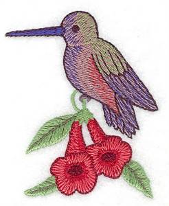 Picture of Hummingbird on Flower Machine Embroidery Design