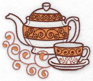 Picture of Teapot & Teacup Machine Embroidery Design