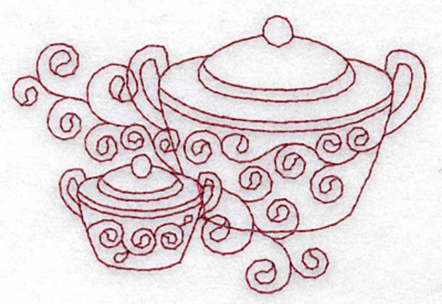 Picture of Sugar Bowls Redwork Machine Embroidery Design