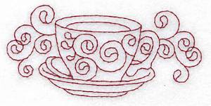 Picture of Teacup redwork Machine Embroidery Design