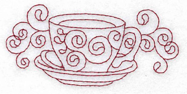 Picture of Teacup redwork Machine Embroidery Design