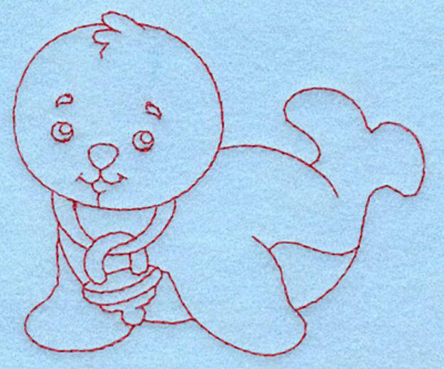 Picture of Baby Seal Redwork Machine Embroidery Design