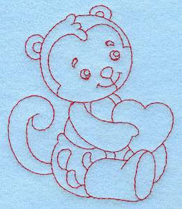 Picture of Baby Monkey Redwork Machine Embroidery Design