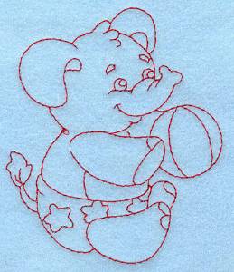 Picture of Baby Elephant Redwork Machine Embroidery Design