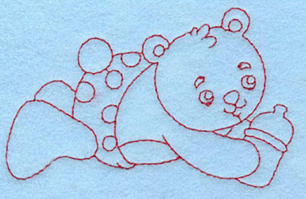 Picture of Baby Bear Redwork Machine Embroidery Design