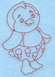 Picture of Baby Penguin Redwork Machine Embroidery Design