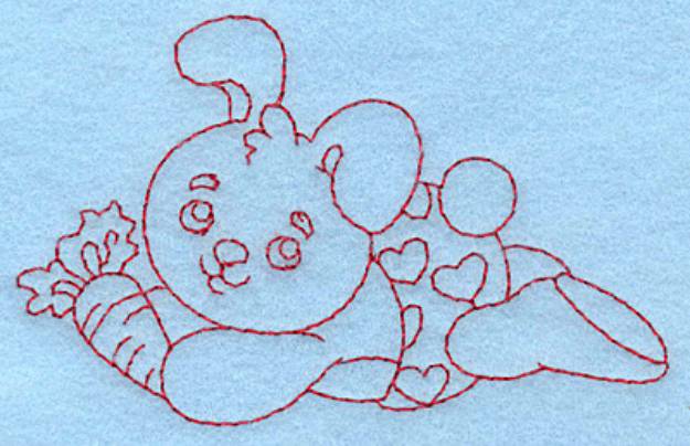 Picture of Baby Bunny Redwork Machine Embroidery Design
