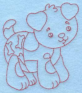 Picture of Baby Puppy Redwork Machine Embroidery Design