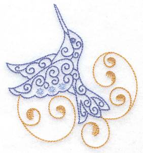 Picture of Hummingbird Swirl C Machine Embroidery Design