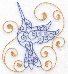 Picture of Hummingbird Swirl F Machine Embroidery Design