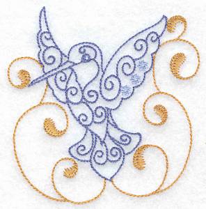 Picture of Hummingbird Swirl H Machine Embroidery Design