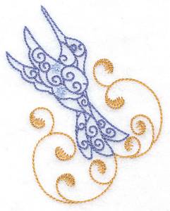 Picture of Hummingbird Swirl J Machine Embroidery Design