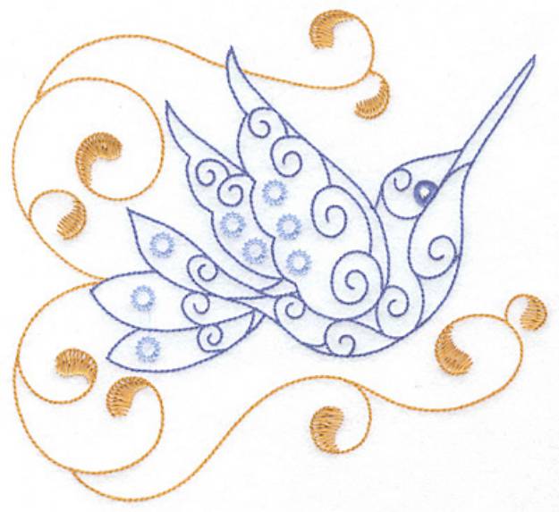 Picture of Hummingbird Swirl K Machine Embroidery Design