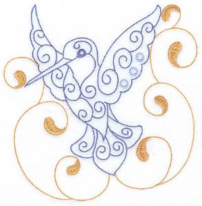 Picture of Hummingbird Swirl M Machine Embroidery Design