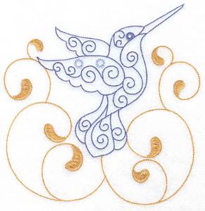 Picture of Hummingbird Swirl N Machine Embroidery Design