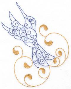 Picture of Hummingbird Swirl O Machine Embroidery Design