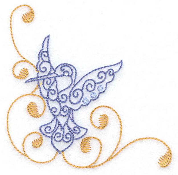 Picture of Hummingbird Corner Machine Embroidery Design