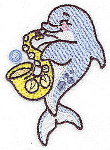 Picture of Dolphin & Saxophone Machine Embroidery Design