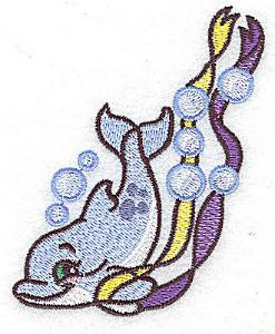 Picture of Dolphin & Ribbons Machine Embroidery Design