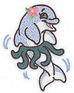 Picture of Dolphin In Hula Skirt Machine Embroidery Design