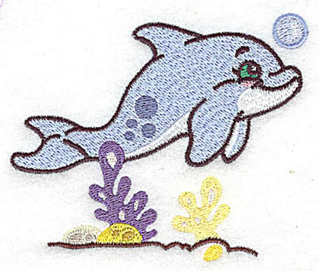 Picture of Dolphin & Coral Machine Embroidery Design