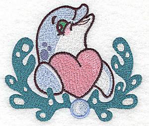 Picture of Dolphin & Heart Machine Embroidery Design