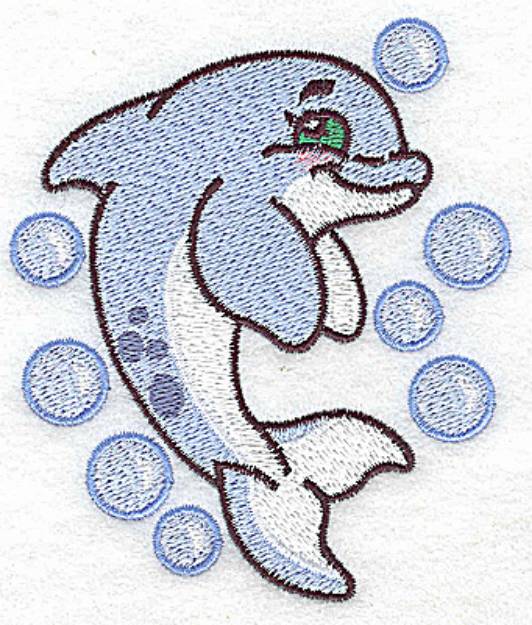 Picture of Dolphin & Bubbles Machine Embroidery Design