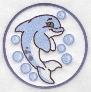 Picture of Dolphin & Bubbles Applique Machine Embroidery Design