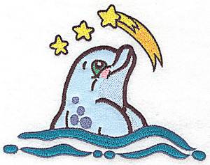 Picture of Dolphin & Stars Applique Machine Embroidery Design