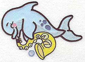 Picture of Dolphin & Sax Applique Machine Embroidery Design