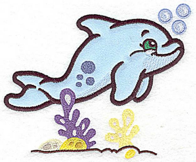 Picture of Dolphin & Coral Applique Machine Embroidery Design