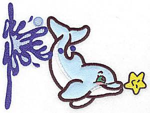 Picture of Dolphin Jumping Applique Machine Embroidery Design