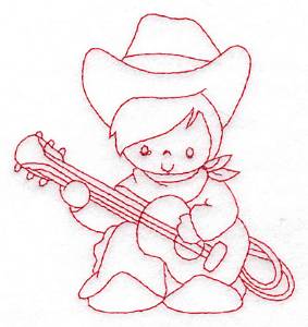 Picture of Cowboy & Guitar Machine Embroidery Design