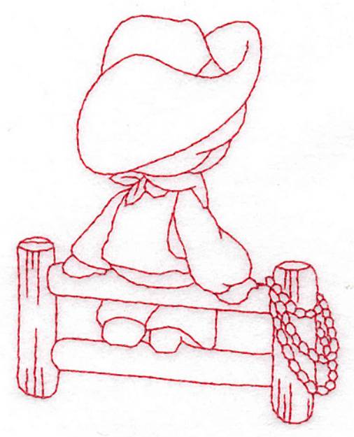 Picture of Cowboy On A Fence Machine Embroidery Design