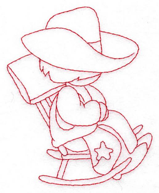 Picture of Cowboy In Rocking Chair Machine Embroidery Design