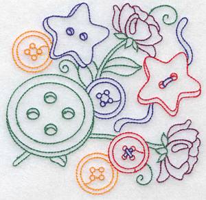 Picture of Buttons And Flowers Machine Embroidery Design