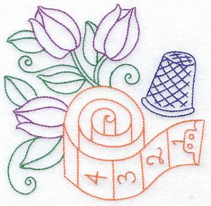 Picture of Tulips Thimble & Tape Machine Embroidery Design