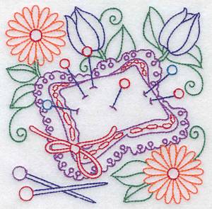 Picture of Pin Cushion And Flowers Machine Embroidery Design