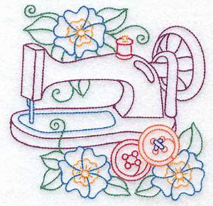 Picture of Sewing Machine & Flowers Machine Embroidery Design