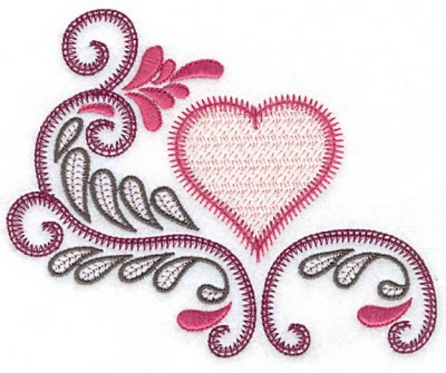 Picture of Heart & Swirls A Machine Embroidery Design
