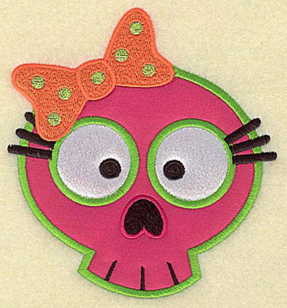 Picture of Little Girl Skull Applique Machine Embroidery Design