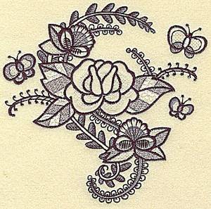 Picture of Rose And Butterflies Machine Embroidery Design