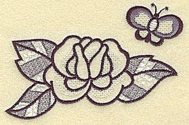 Picture of Rose And Butterfly Machine Embroidery Design