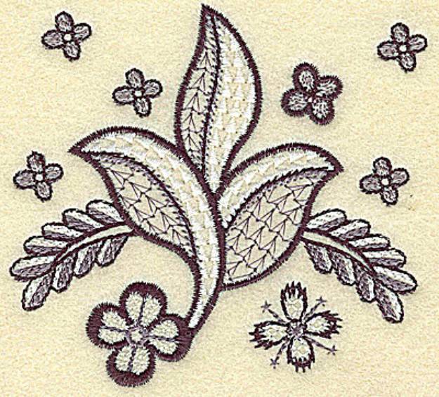 Picture of Leaves And Blossoms Machine Embroidery Design